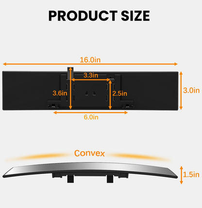 Rear View Mirror, Chrome Anti-glare Panoramic Rear Mirrors Universal 10 Inch Convex Car Interior Clip on Extra Big Wide Angle Rearview Mirror Extender to Reduce Blind Spot for Car SUV