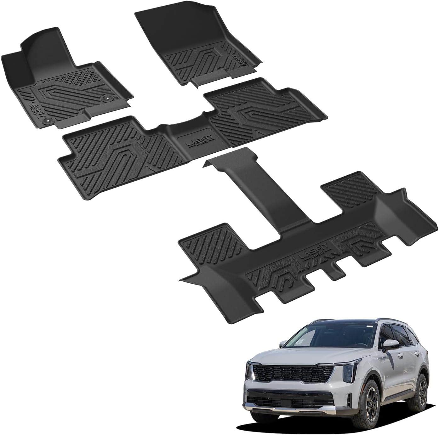 LASFIT Floor Mats Fits for Hyundai Sonata 2020-2026 (Only for FWD & Gas) & Kia K5 2021-2025 (Only for FWD) Custom Fit TPE All Weather Floor Liners Car Mats Accessories, Black