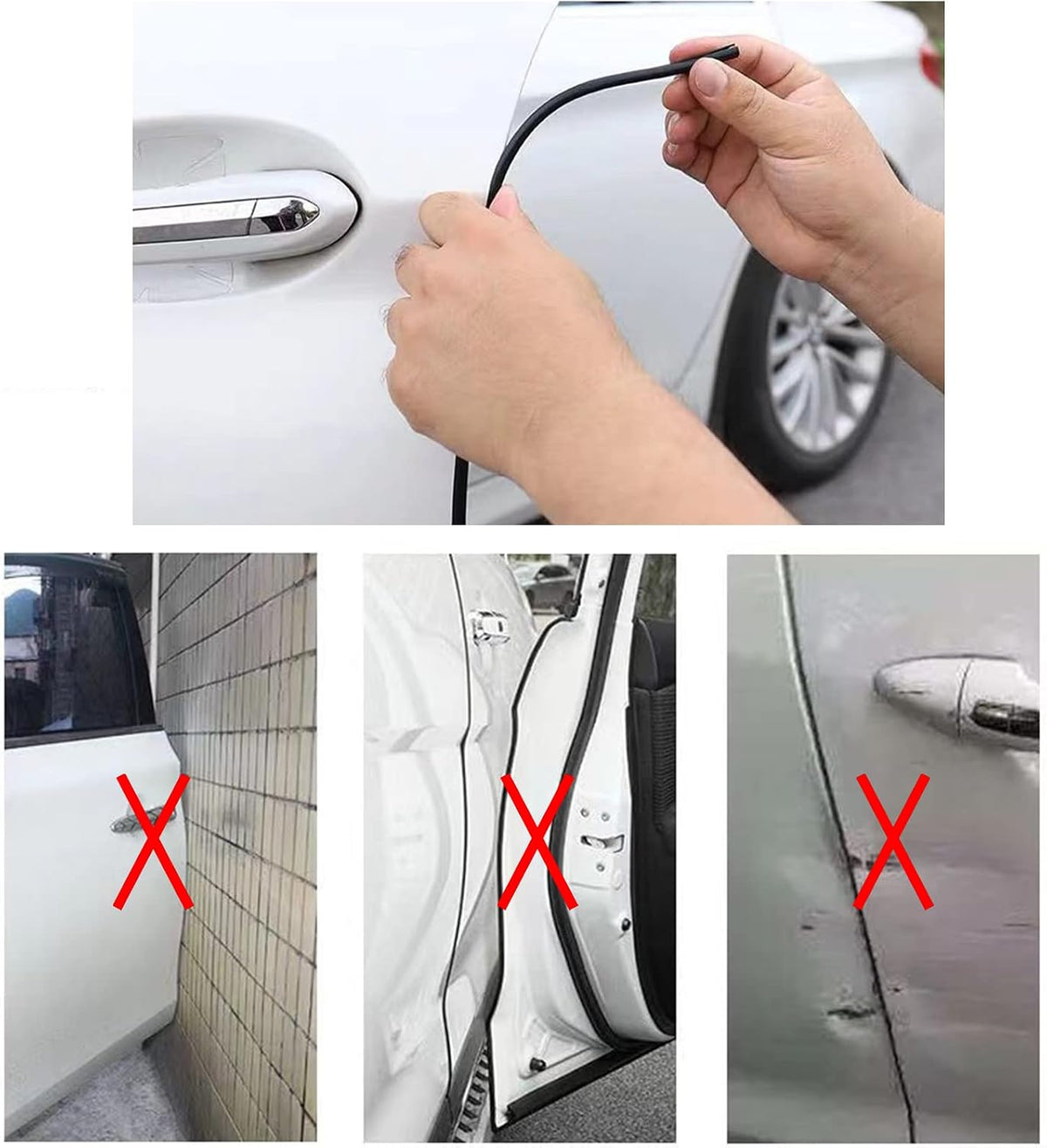 Car Door Edge Guards Self Adhesive Rubber U Channel Edge Trim Metal Edge Protection Guard for Most Car Doors, Hatches, Lockers, Panels (5Ft, Black)