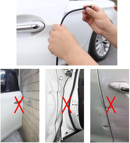 Car Door Edge Guards Self Adhesive Rubber U Channel Edge Trim Metal Edge Protection Guard for Most Car Doors, Hatches, Lockers, Panels (5Ft, Black)