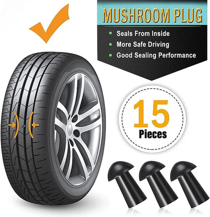 GRAND PITSTOP Tubeless Tire Gun Puncture Repair Kit with Mushroom Plug for Tyre Punctures and Flats on Cars, Motorcycles, ATV, Trucks & Tractors (Gun Puncture Kit 30 Plugs)