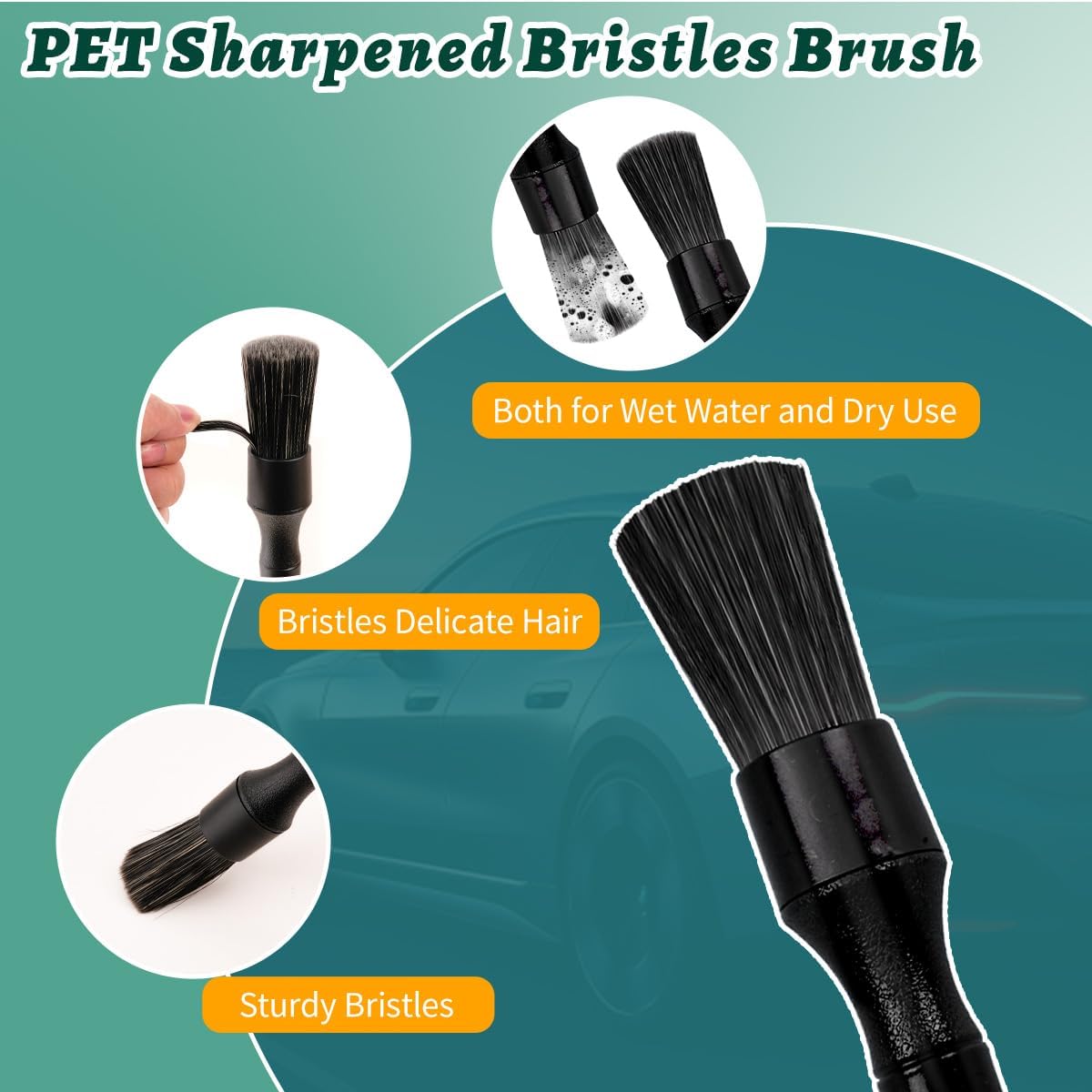 7PCS Car Detailing Brush Set, Ultra Soft Boars Hair Car Interior Detailing Brushes, Car Interior Detailing Kit for Cleaning Interior or Exterior, Car Accessories Interior Tools