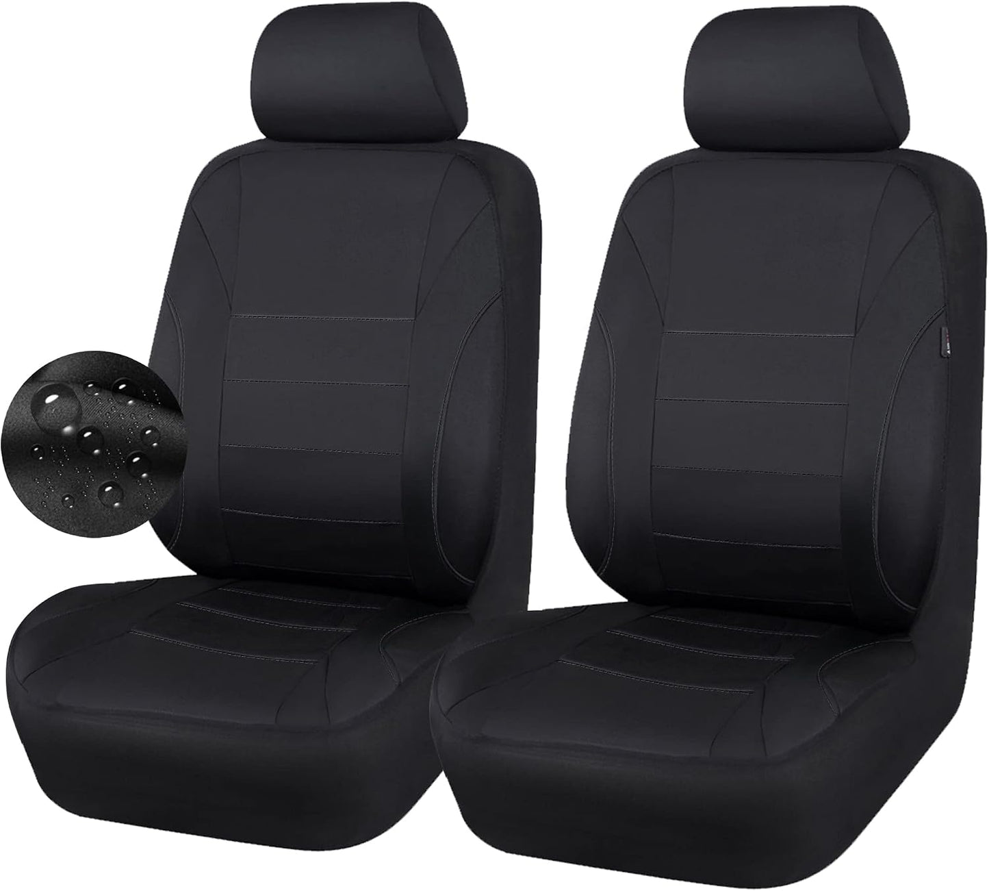 CAR PASS Waterproof Car Seat Covers Front Seats Only with 5mm Composite EVA, Neoprene Car Seat Cover with Separate Headrest Cover, Quick Setup Universal Fit for Car SUV Trucks,Airbag Compatible（Gray