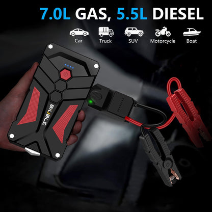 Jump Starter Car Jump Starter Auto Battery Booster Pack 5000A Peak 12V with USB-C Quick Charge,Lithium Jump Box with LED Light(Up to 7.0L Gas or 5.5L Diesel Engine)