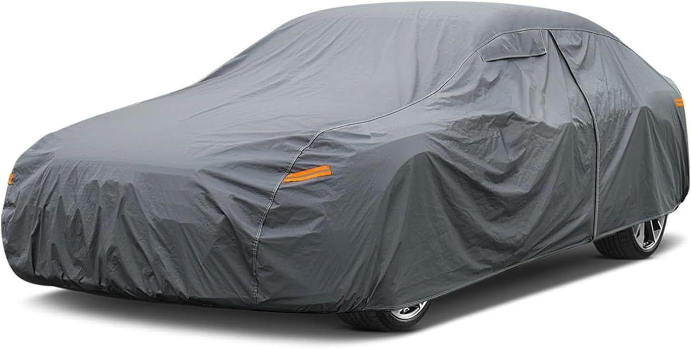GUNHYI 16 Layers Car Cover Waterproof All Weather, Heavy Duty Outdoor Car Cover Universal Fit Sedan Toyota Camry, Tesla Model 3, Honda Accord, Nissan Altima, Kia K5/Stinger, Hyundai Sonata etc.