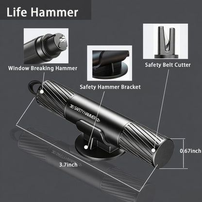 4 Pack 2026 Upgraded Safety Hammer,Safe Hammer Glass Breaker Under Water,Seatbelt Cutter Window Breaker Emergency Escape Tool,Seat Belt Cutter and Glass Breaker for Cars