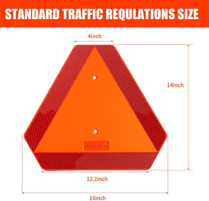 Slow Moving Vehicle Safety Sign,Slow Moving Vehicle Triangle Sign,Plastic 14"x16" Engineering Grade Reflective for Golf Cart (Plastic)