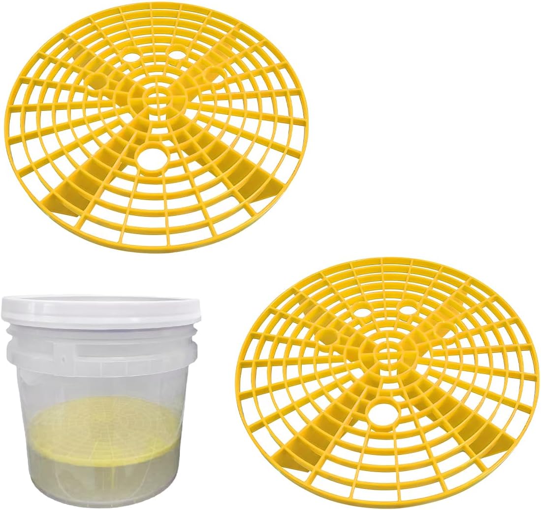 Yourkar Car Wash Bucket Inserts - 2 PCS Plastic Grit Trap for Vehicle Detailing, Auto Dirt Collectors, Fits 12 Inch Diameter Bucket, Universal Car Accessories (Black)
