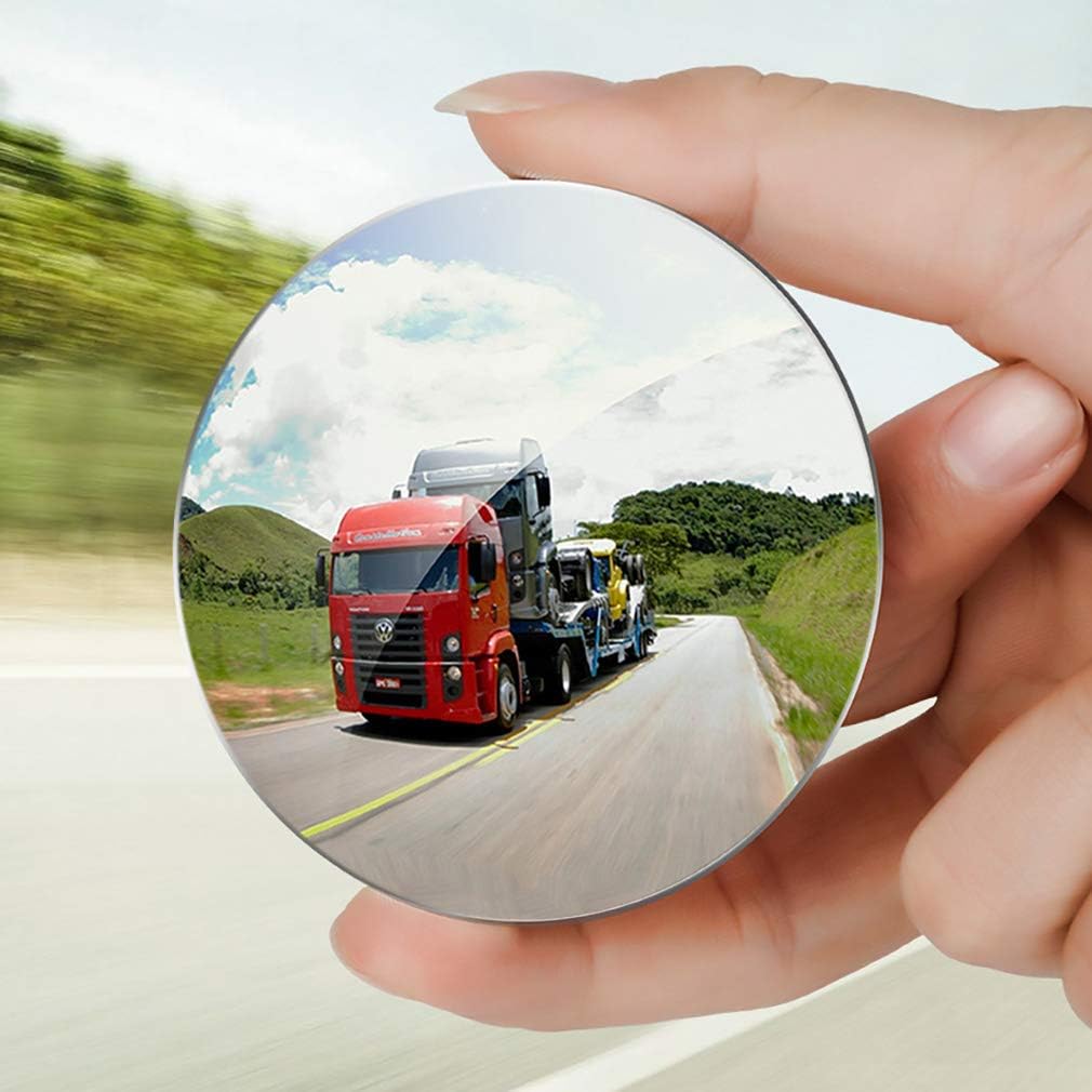 2Pcs 3 Inch Non-Adjustable Large Stick-On Convex Blind Spot Mirror, HD Glass Big Round Rear View, Strong Adhesive for Car, Van, SUV and Trucks (3"(75mm), Frameless)