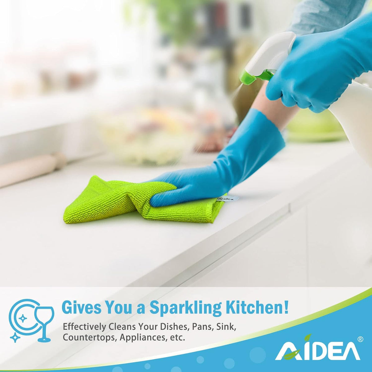 AIDEA Microfiber Cleaning Cloth-12PK, Soft Microfiber Towels for Cars, Absorbent Cleaning Rags, Lint-Free Streak-Free Wash Cloths for House, Kitchen, Window(12in.x12in), Black
