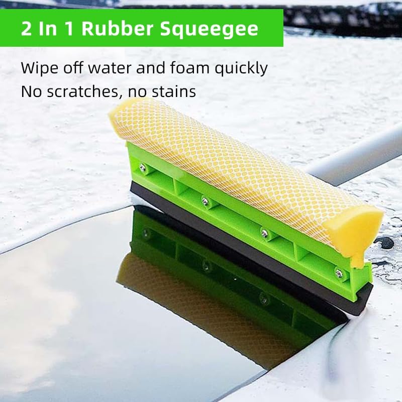 62" Car Wash Brush with Long Handle Chenille Microfiber Car Wash Mop Mitt, Wheel Brush, Windshield Window Squeegee, Car Duster Microfiber Towel, Gloves, for Cleaning Cars, RV, Truck, Boat
