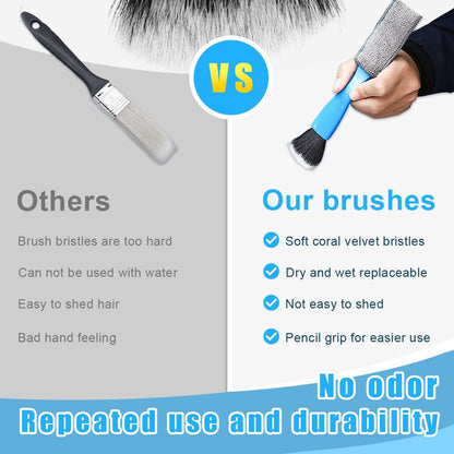 Ziciner 2 PCS Double Head Brush for Car Clean, Soft Auto Interior Duster Detailing Brushes, Universal Vehicle Dashboard Screen, Air Vents, Computer etc Cleaning Tool Accessories (Black)