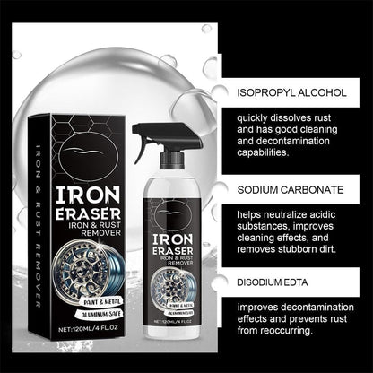 Iron Eraser,Iron Eraser Iron and Rust Remover,IronEraser Rust Remover Spray for Car Wheels and Paint,Fast Acting Rust and Brake Dust Remover for Professional Automotive Surface Cleaning