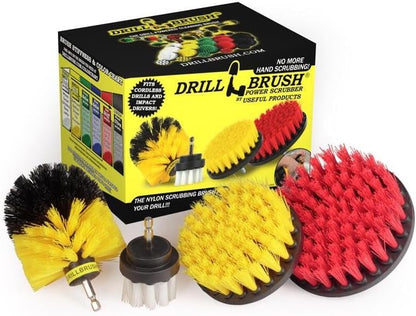 Interior Car Detailing Drill Brush Set - Soft Bristle Power Scrubber Attachments for Cleaning Car, Truck, Upholstery, Carpet, Leather, Seats, Wheels, Rims, Dash, Console, & Trim - Nylon Auto Scrubber