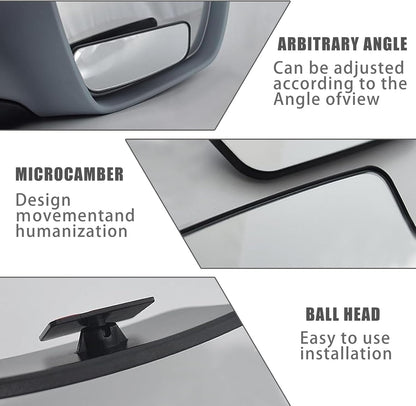 2-Pack Car Blind Spot Mirror, 3.7" x 1.4" Curved Wideangle, High-Definition Glass Adjustable Anti-Glare, Universal Car Side Mirror (Black)