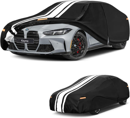Kayme Heavy Duty Car Cover Custom Fit for BMW 3 Series 320i 325i 328i 330i 335i (1982-2026), Outdoor Full Exterior Cover with Tape and Towel, Rain Snow Sun UV Protection. - Colors B