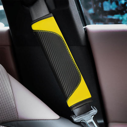 AUCELI 2PCS Car Seat Belt Cover, Carbon Fiber Seatbelt Shoulder Strap Covers, Breathable Leather Soft Harness Pad Protect Your Neck and Shoulder Compatible with Cars
