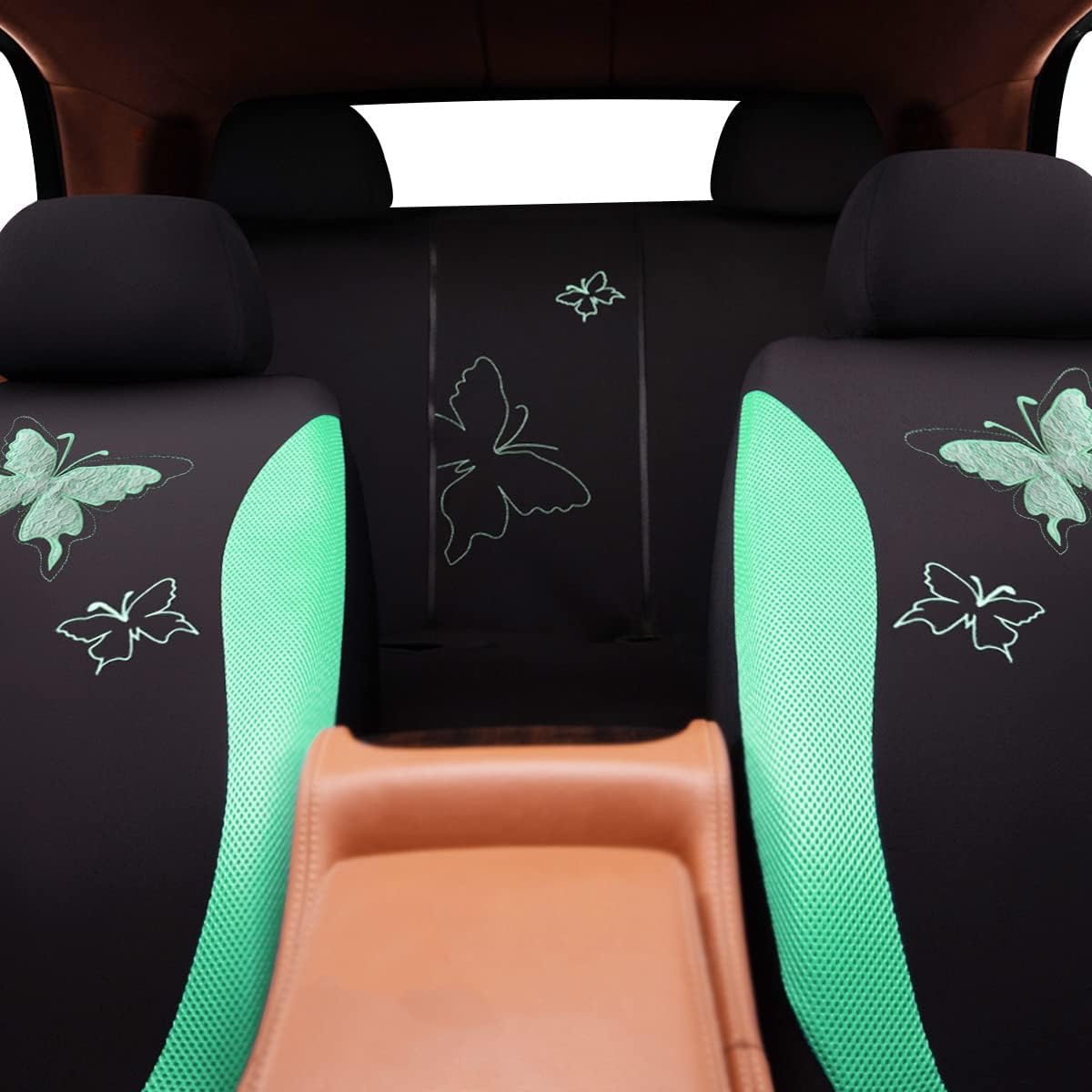 Flying Banner Butterfly car seat Covers ful Set Fashion Universal Lady Woman Female Rear Bench Split Colorized (Pink, 2 Fronts - Lace)