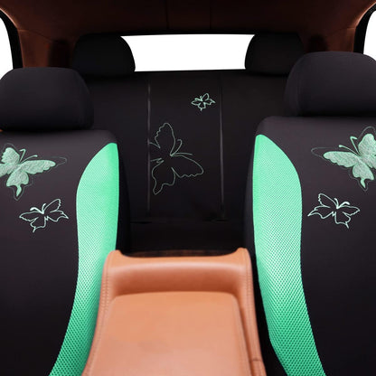 Flying Banner Butterfly car seat Covers ful Set Fashion Universal Lady Woman Female Rear Bench Split Colorized (Pink, 2 Fronts - Lace)