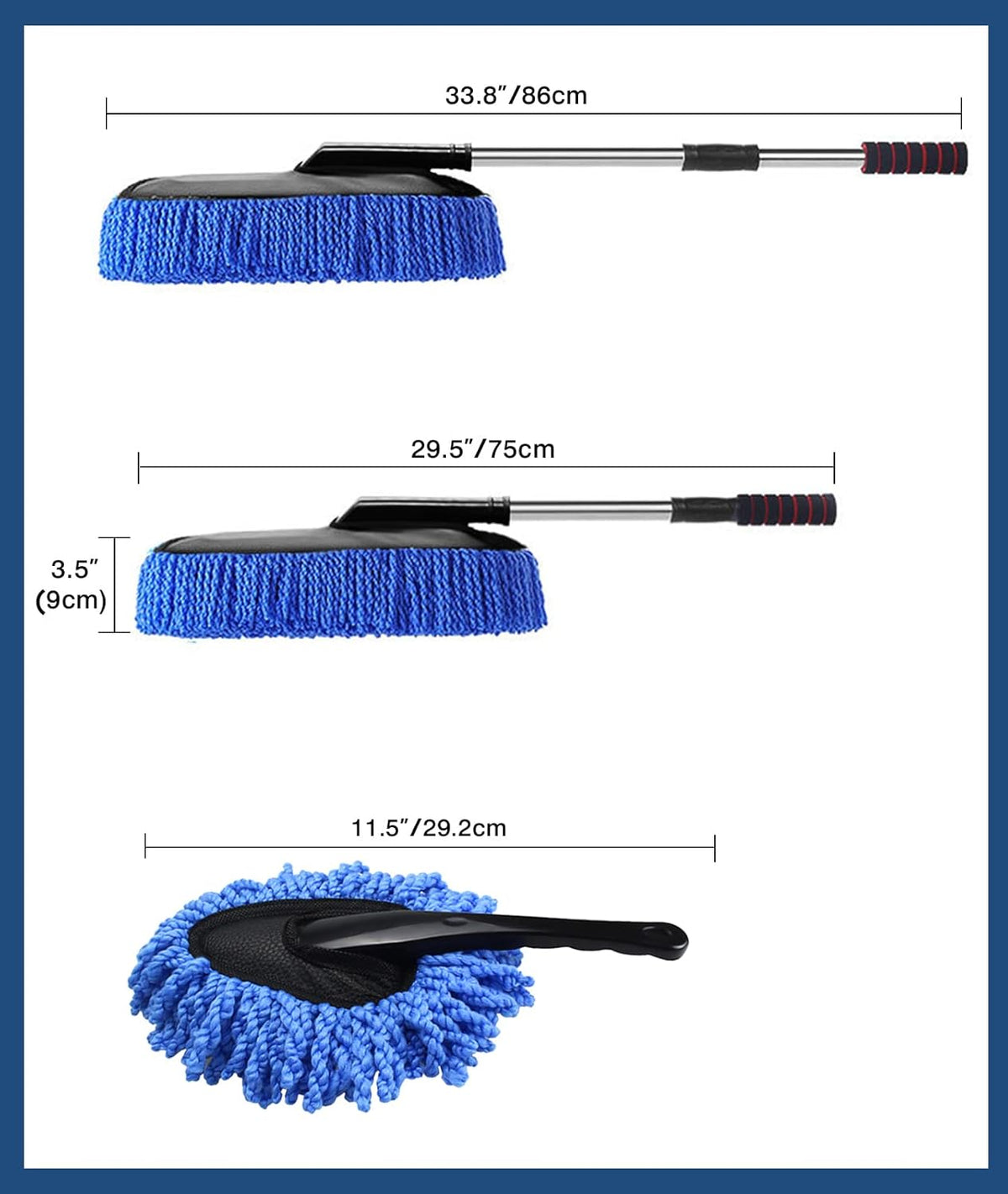 YeewayVeh Car Duster Exterior Scratch Free Microfiber Car Cleaning Brush, Extendable Handle Pollen and Dust Brush for Truck, SUV, Vehicles and Home Cleaning, Gray and Red