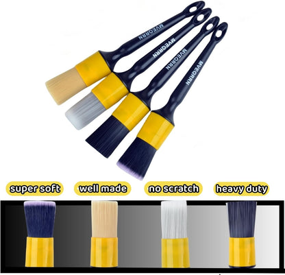 MVEQRRN 5pcs Car Detailing Brush Set, Boar Hair Car Detailing Brushes, Ultra Soft Scratch-Free Car Interior Detail Brush for Leather Seats,Detail Brushes Car Detailing for Interior Exterior.