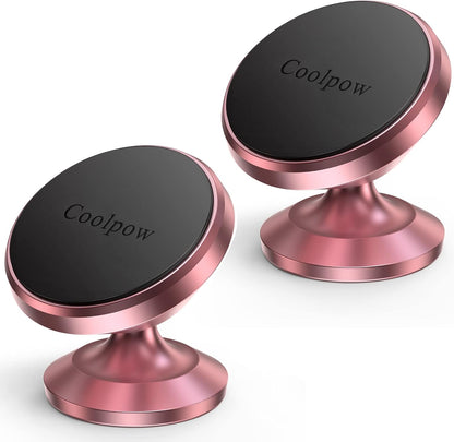 Coolpow【2 Packs Magnetic Phone Holder for Car【Strong Magnet】 Phone Holders for Your Car Phone Holder Mount【4 Metal Plate】 Universal Car Accessories for Women Men for iPhone Samsung Speakerphones
