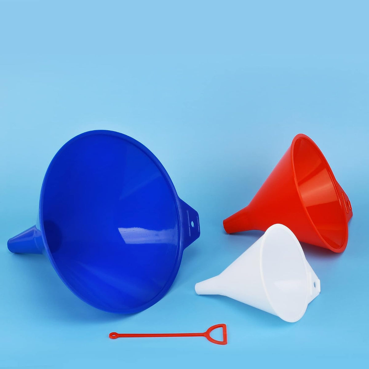 Oil Funnel Set (Orange, 4-Pack) – Plastic Funnels for Automotive Use – Funnels for Kitchen Use Filling Bottles and containers – Funnel for Water Bottles, Gas, Car Oil, Lubricants and Fluids