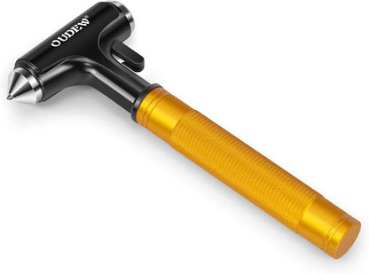 Car Safety Hammer, Car Glass Breaker with Seat Belt Cutter, Automotive Escape Tool with Lighting Function, Metal Window Breaker, Emergecy Safety Hammer for Auto Accidents (Black)