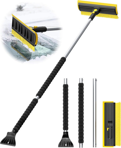 helloleiboo 2025 Extra Long 55.7" Ice Scrapers for Car Windshield Multi-Functional Detachable Car Ice Scraper with Foam Grip and 270° Pivoting Brush Head Snow Brush for SUV Truck Auto (Blue)
