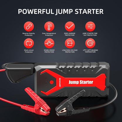DBPOWER 5000A/80.66Wh Portable Car Jump Starter (UP to 8.0L Gas/6.5L Diesel Engines) 12V Auto Lithium-Ion Battery Booster with Smart Clamp Cables, Quick Charge, and LED, Storage Bag