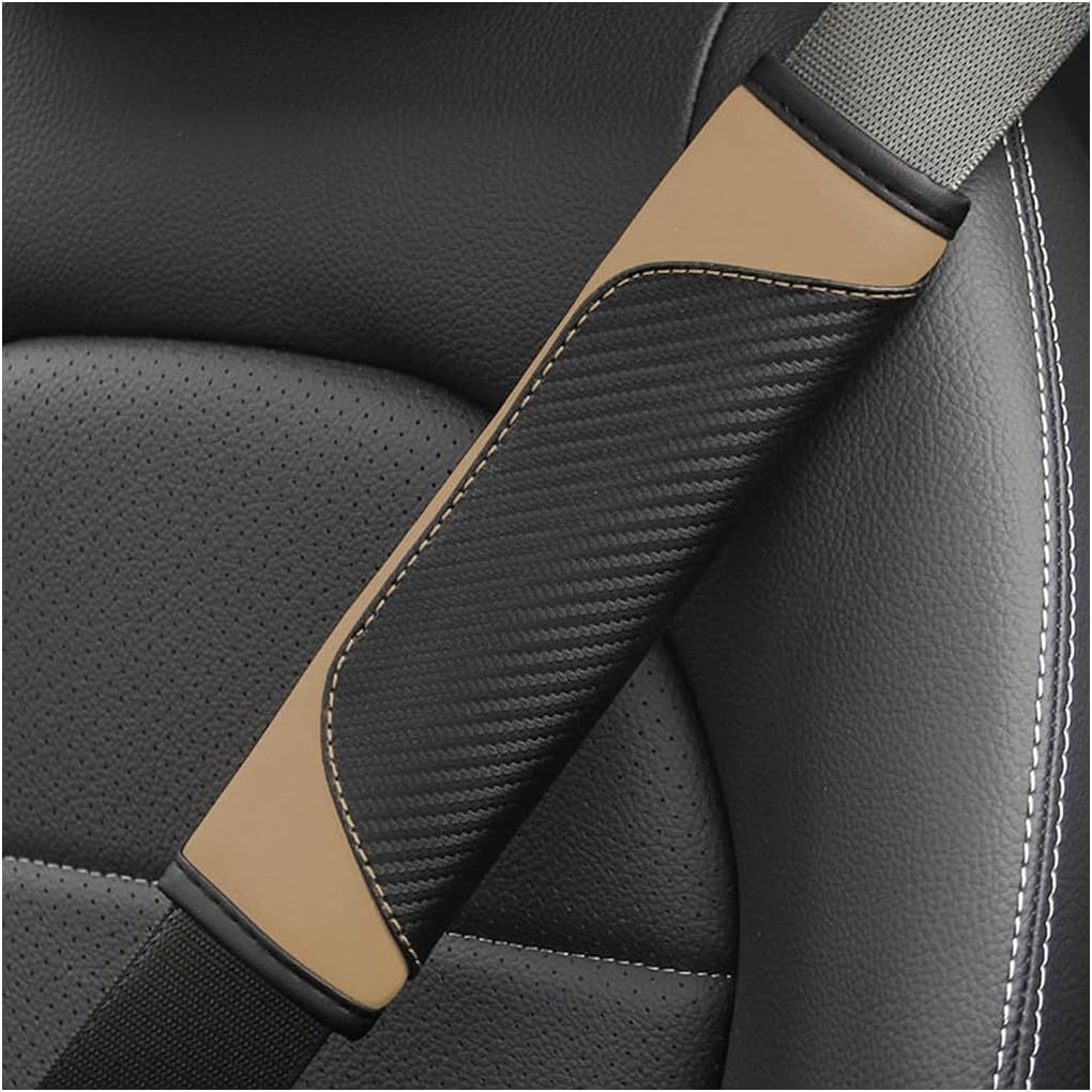 AUCELI 2PCS Car Seat Belt Cover, Carbon Fiber Seatbelt Shoulder Strap Covers, Breathable Leather Soft Harness Pad Protect Your Neck and Shoulder Compatible with Cars