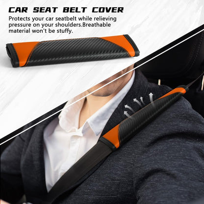2PCS Car Seat Belt Cover Pad, Soft Carbon Fiber Leather Seatbelt Shoulder Protector for a More Comfortable Driving, Universal Safety Belt Strap Cover to Protect Your Neck (Blue)