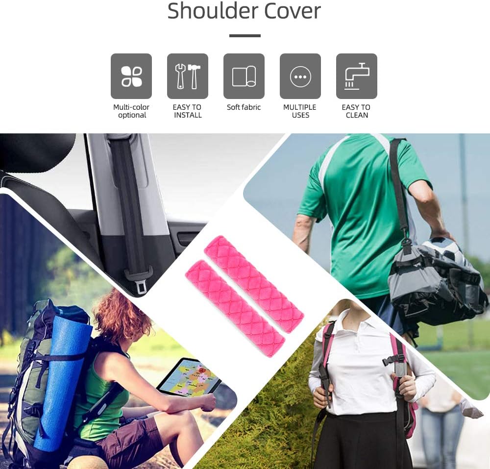 surpassme Car Seat Belt Pads Cover, 2 Pack Seat Belt Shoulder Strap Covers Protector to Release Stress to Your Neck and Shoulder for a Safety Driving (Pink)