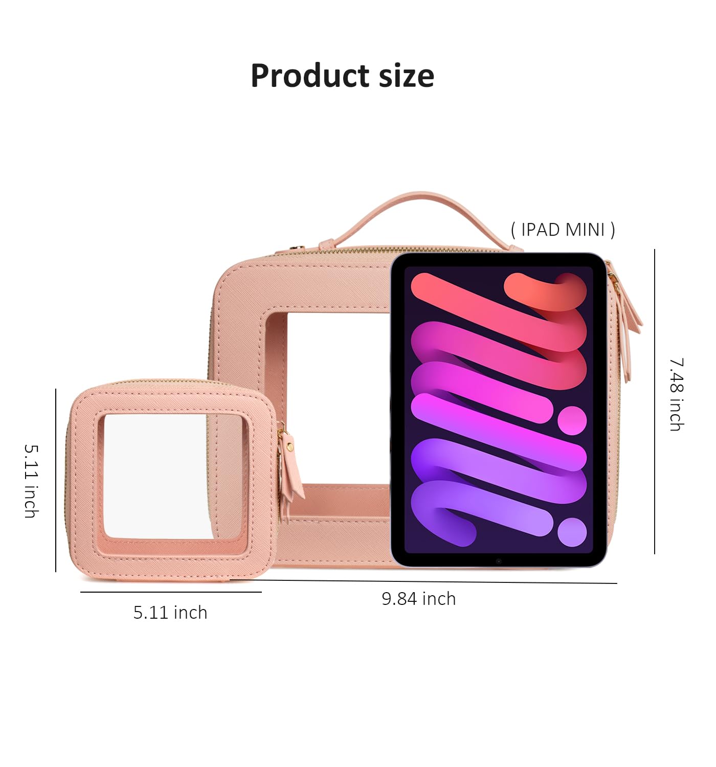 LETGO Clear Makeup Bags, TSA Approved Toiletry Bag with Zipper, Clear Makeup Organizer Fit Carry-on Travel Essentials,Clear Cosmetic Bags for Women Men (C-Beige)