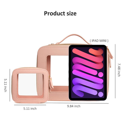 LETGO Clear Makeup Bags, TSA Approved Toiletry Bag with Zipper, Clear Makeup Organizer Fit Carry-on Travel Essentials,Clear Cosmetic Bags for Women Men (C-Beige)