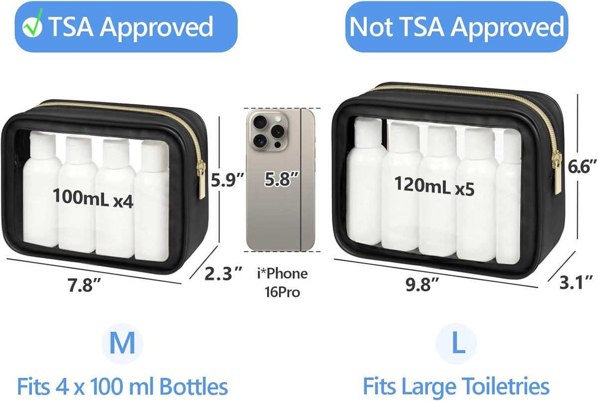 PACKISM Clear Makeup Bag - TSA Approved Toiletry Bag for Carry-on & Checked Luggage, Water Resistant Car Storage Organizer with Reinforced Seams