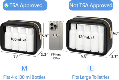 PACKISM Clear Makeup Bag - TSA Approved Toiletry Bag for Carry-on & Checked Luggage, Water Resistant Car Storage Organizer with Reinforced Seams