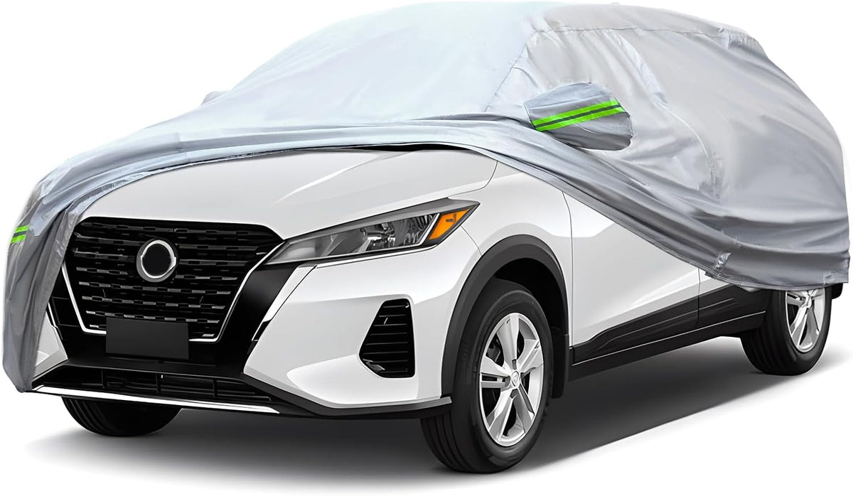 Full Car Cover Universal 6 Layers Outdoor Thicked All Weather Cover, Sunshield, Waterproof, Snow Proof, UV Proof, Scratch Proof, Bird Droppings, 6 Reflective Strips, Fits Sedans up 178"-189"