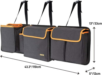 Deluxe Trunk and Backseat Organizer for Medium or Large Size SUVs & RVs, Detachable Storage Modules with Built-in Cooler, Patent Pending