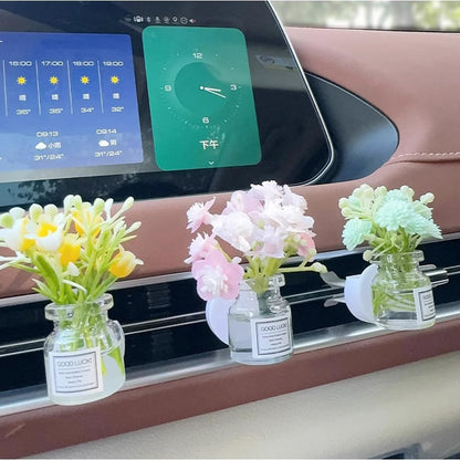 Set of 4 Cute Flower Bouquet Car Air Freshener Vent Clips, Mini Artificial Flowers for Car Air Vent Decoration, Auto Interior Dashboard Ornament Accessories