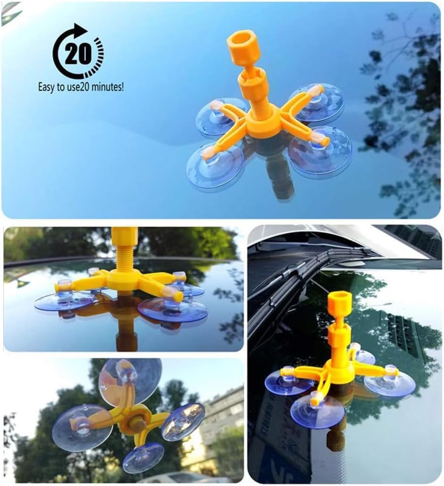 GLISTON Car Windshield Repair Kit for Auto Windscreen Chips and Cracks, Bulls-Eye, Spider Web, Star-Shaped, Nicks