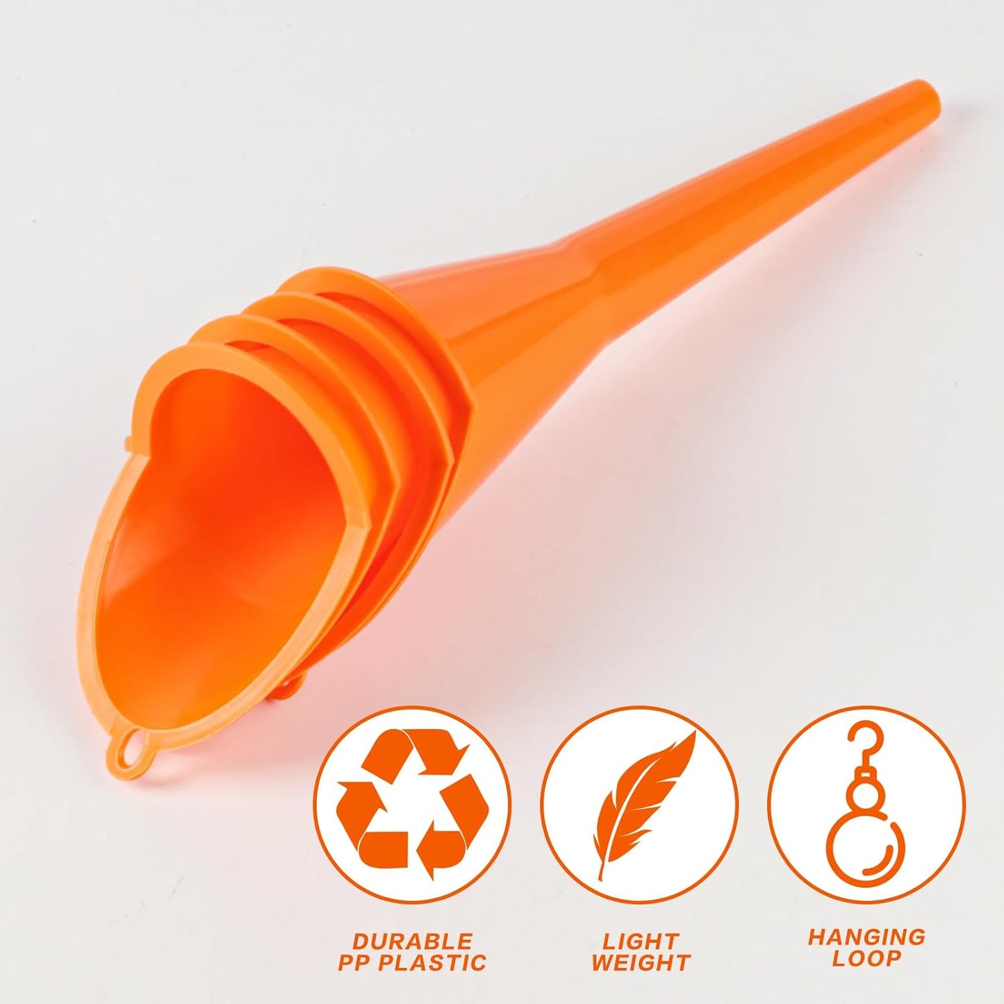 5 Pcs Plastic Long Neck Oil Funnel for Oil Change,Multi-Function Long Funnel for Transmission Fluid Automotive Funnels, Car Water Diesel Fuel Kerosene Liquids Engine Set(Orange)