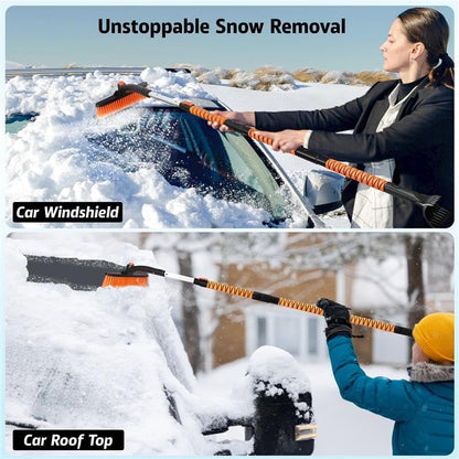 EcoNour 27" 3 in 1 Snow Brush with ice Scraper for car Windshield and Window | 360° Aluminum Rotatable Snow Brush for car | Winter Snow Removal Tools with Detachable Foam Grip | Winter Car Accessories
