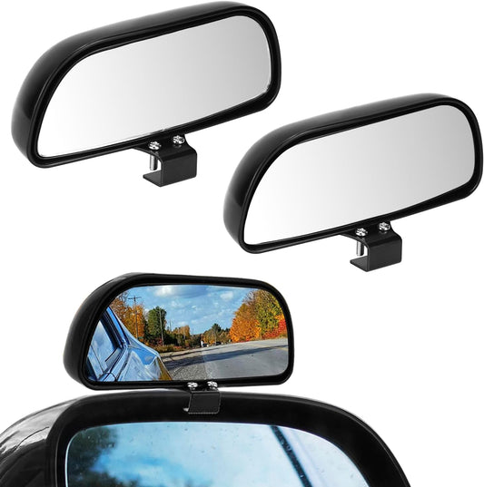 QWORK Blind Spot Mirror - 2 Pack Rear View Concave Mirror Blindspot Wide Angle Mirror for Universal Cars