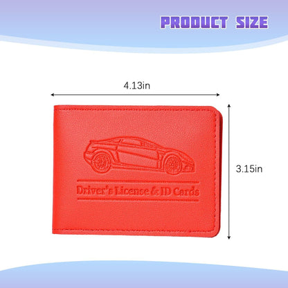 Car Registration Insurance Holder, Vehicle Document Glove Box Organizer, Small Automotive Interior Comparment Driver License Case Accessories for Men Women, Universal Fit (Red)