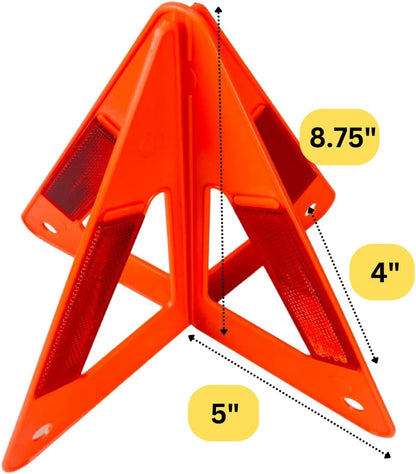 3 Piece 3D Plastic Warning Triangle for Road Safety and Emergency || High Visibility and Economical || Great for Laymen Use