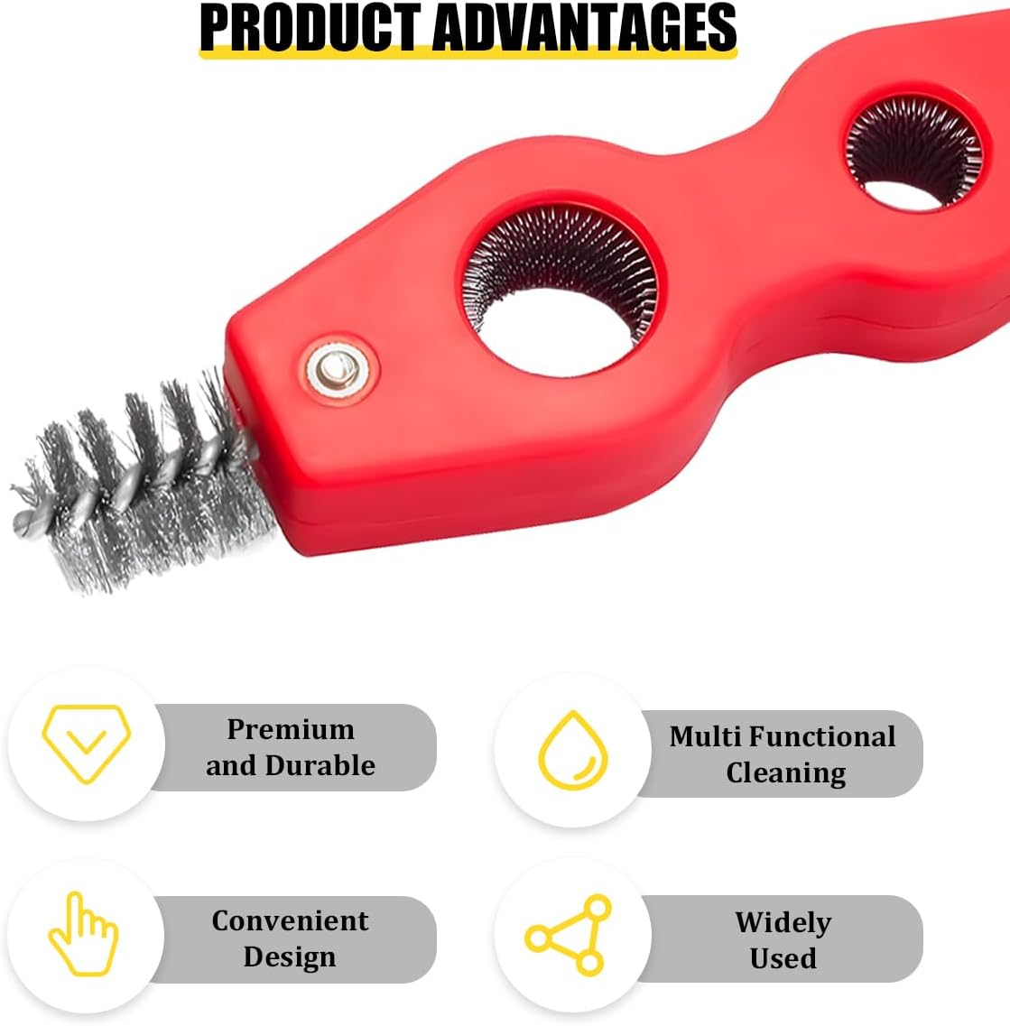 4 in 1 Car Battery Cleaning Brush, Anti-Corrosion Vehicle Battery Terminal Cleaner with Steel Wire, Auto Power Terminal Machine Parts Cleaning Tools, Universal for SUV RV Truck (Black)