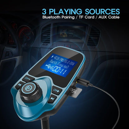Nulaxy KM18 Bluetooth 5.4 Car Adapter with 1.44" Clear Display & Flexible Gooseneck - FM Radio Transmitter & Bluetooth Receiver for Hands-Free Calls, Wireless Music via BT/FM/AUX/TF, USB Car Charger