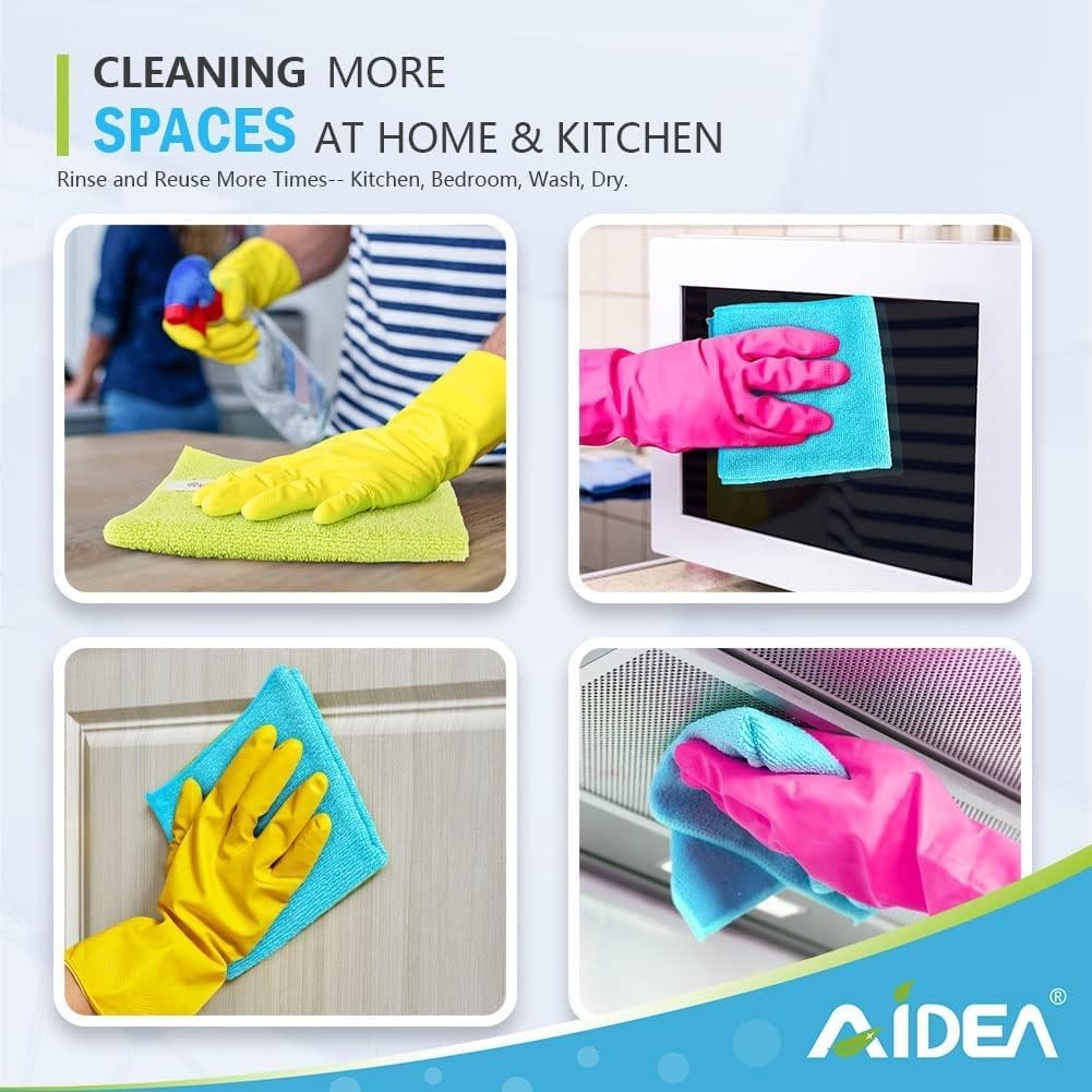 AIDEA Microfiber Cleaning Cloth-12PK, Soft Microfiber Towels for Cars, Absorbent Cleaning Rags, Lint-Free Streak-Free Wash Cloths for House, Kitchen, Window(12in.x12in), Black