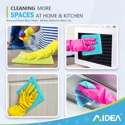 AIDEA Microfiber Cleaning Cloth-12PK, Soft Microfiber Towels for Cars, Absorbent Cleaning Rags, Lint-Free Streak-Free Wash Cloths for House, Kitchen, Window(12in.x12in), Black
